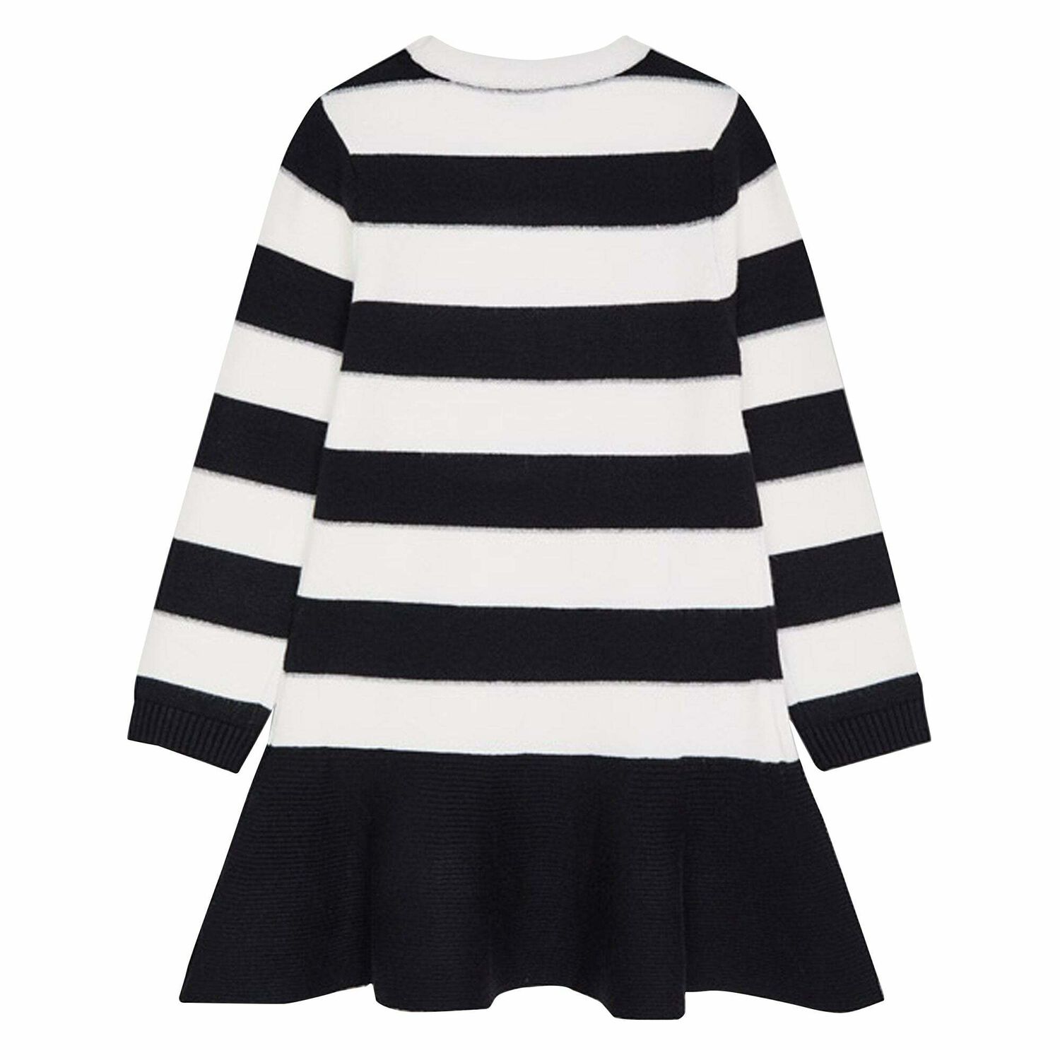 Girls Black & Ivory Knitted Dress, 1, hi-res
