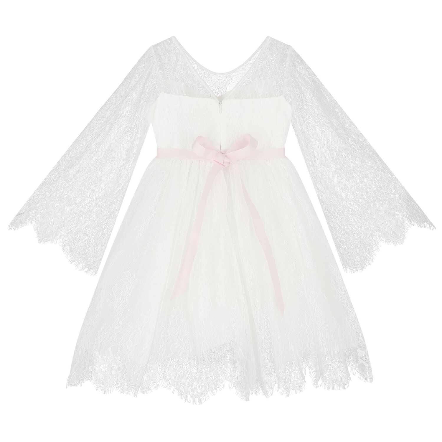 Girls White Chantilly Lace Mirelle Dress, 1, hi-res