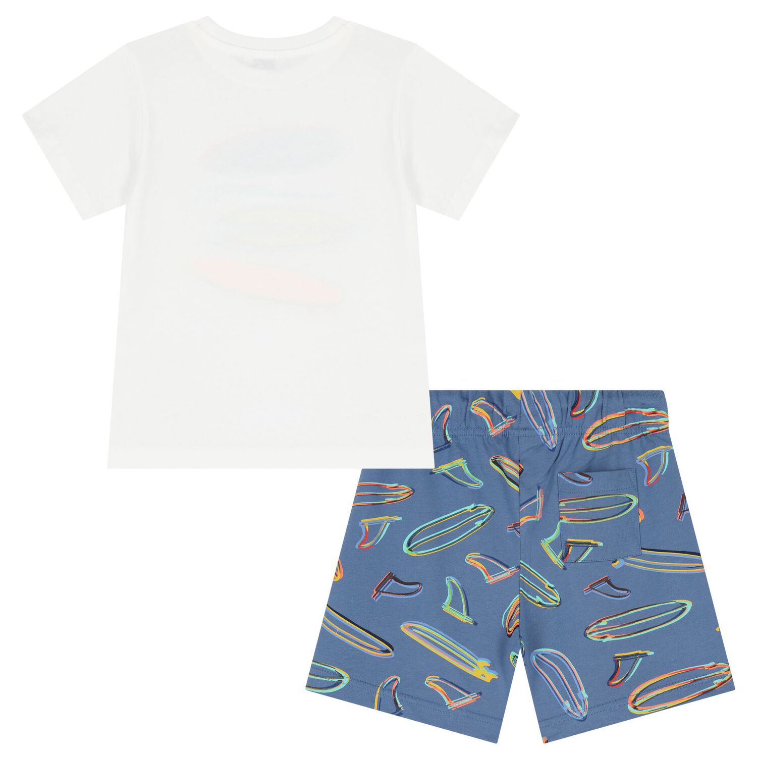 Boys White & Blue Surf Board Shorts Set, 2, hi-res image number null