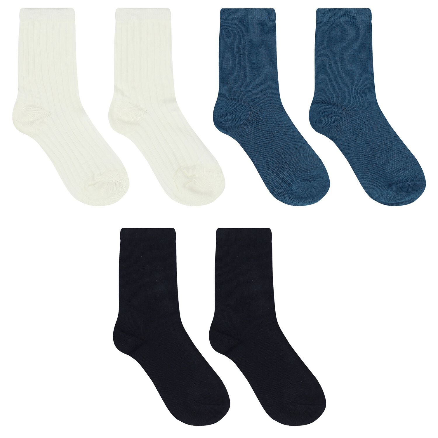 Boys Blue & Ivory Socks (3 Pack), 1, hi-res image number null
