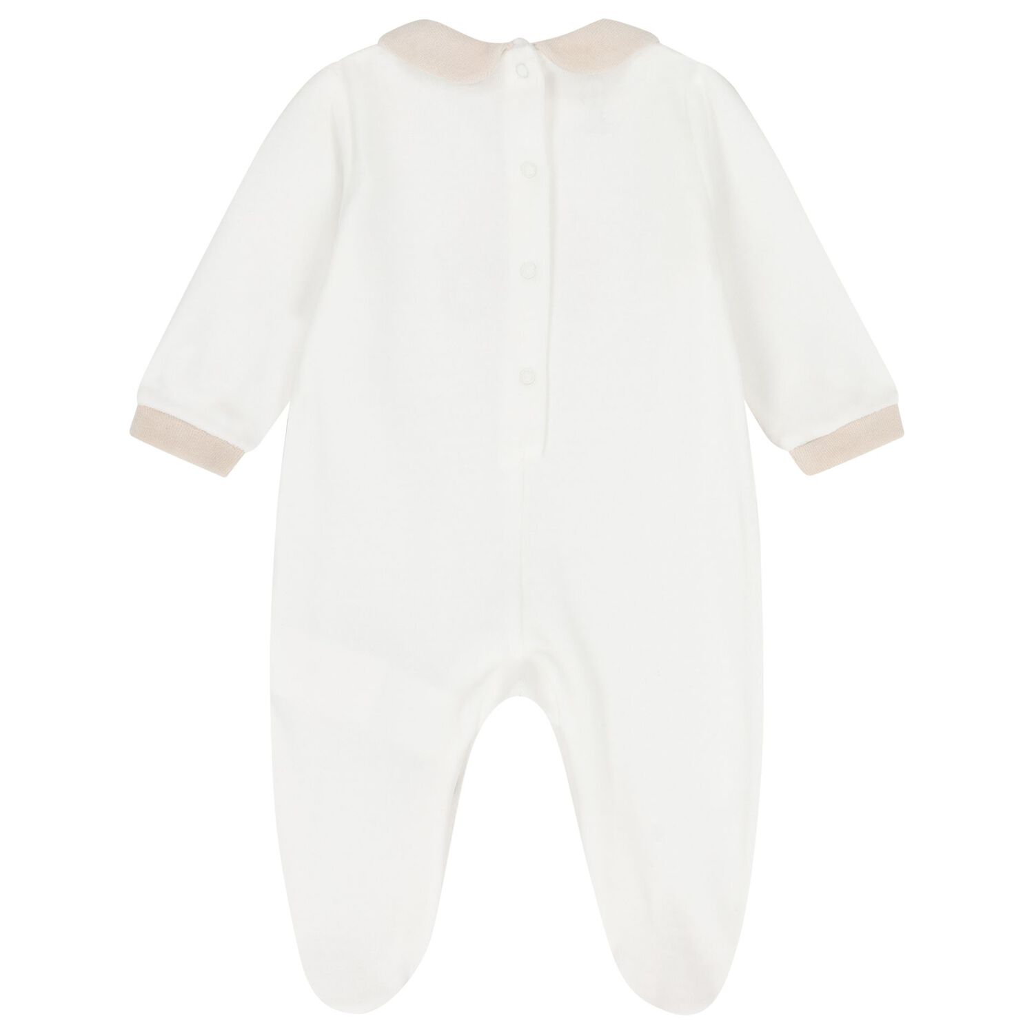 White & Beige Teddy Bear Babygrow, 1, hi-res