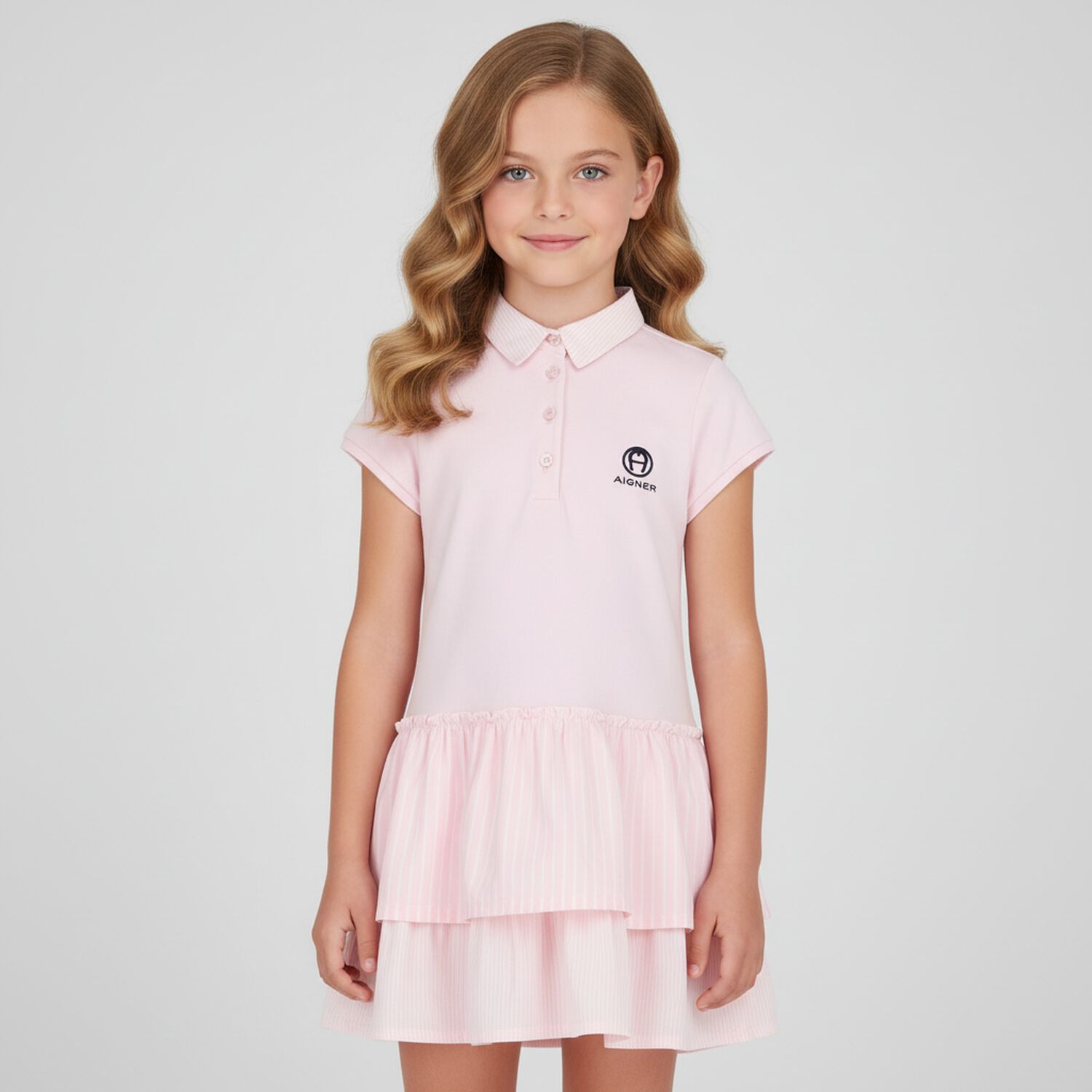 Girls Pink Polo Dress, 1, hi-res