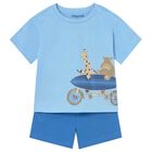 Younger Boys Blue Shorts Set, 2, hi-res