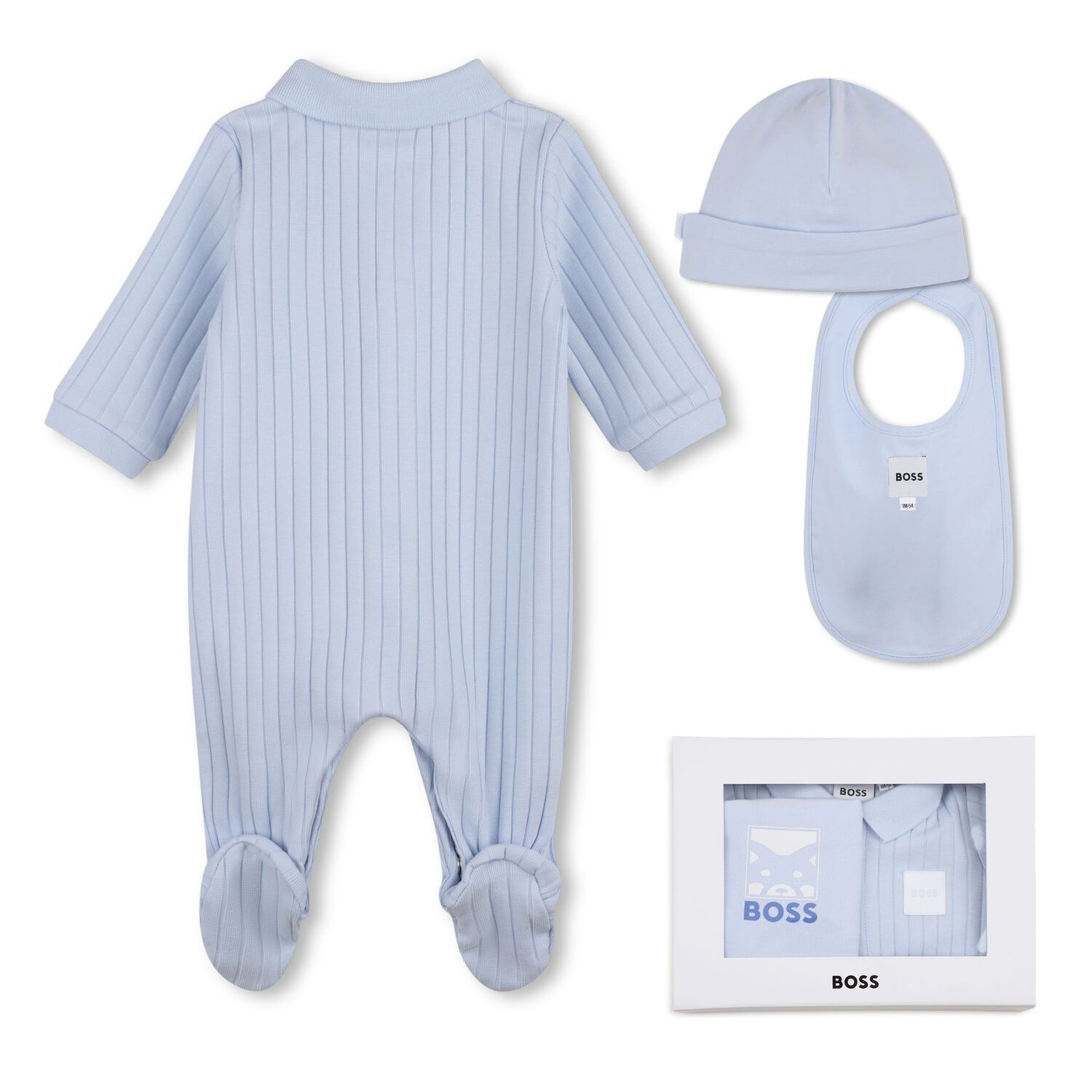Baby Boys Blue Logo Babygrow Gift Set, 1, hi-res