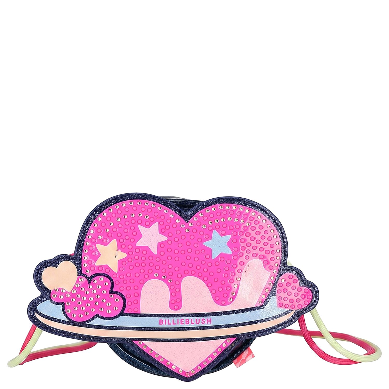 Girls Pink & Navy Blue Embellished Hand Bag ( 12cm ), 1, hi-res