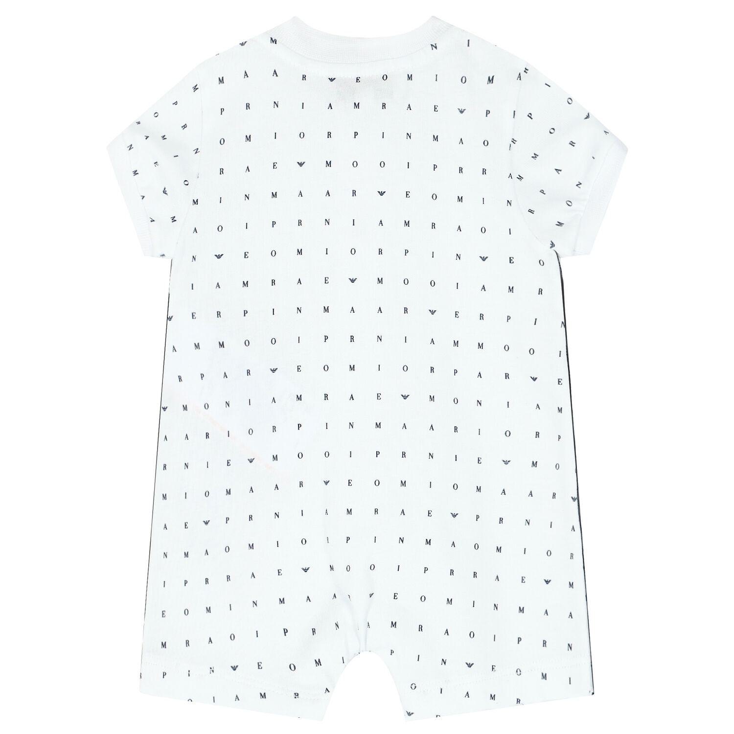 White & Navy Logo Romper, 1, hi-res