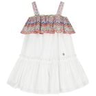 Girls White Zigzag Ruffle Dress, 1, hi-res