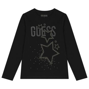 Girls Black Logo Long Sleeve Top