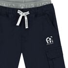 Boys Navy Blue Logo Shorts, 2, hi-res