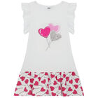 Girls Pink & White Sequin Heart Dress, 1, hi-res