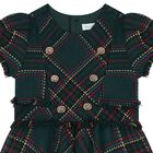 Girls Green Tartan Tweed Dress, 1, hi-res