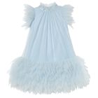 Girls Blue Embellished Tulle Dress, 1, hi-res