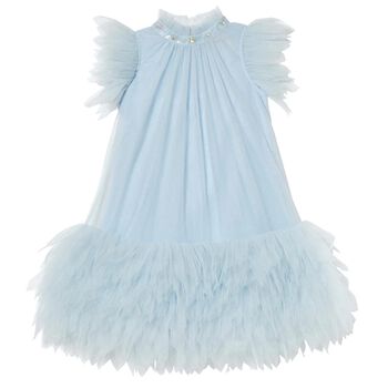 Girls Blue Embellished Tulle Dress
