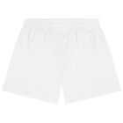 Girls White Teddy Bear Logo Shorts, 1, hi-res