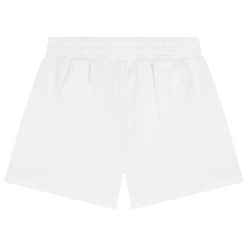 Girls White Teddy Bear Logo Shorts