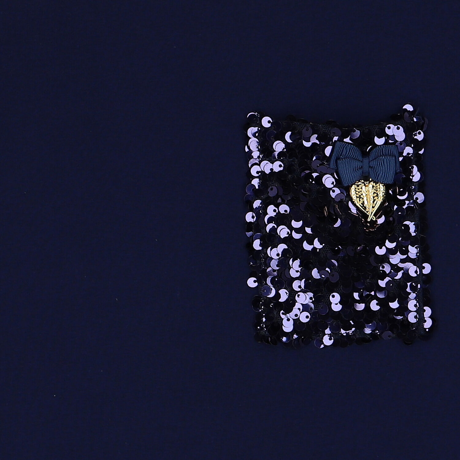 Girls Navy Blue Sequin T-Shirt, 1, hi-res image number null