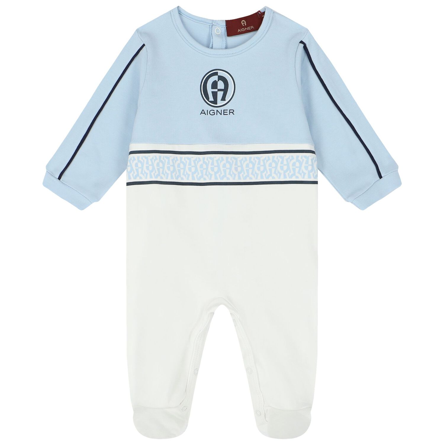 Baby Boys Blue & White Logo Baby Set, 1, hi-res