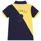 Boys Yellow & Navy Blue Logo Polo Shirt, 1, hi-res