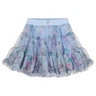 Girls Blue Floral Tutu Skirt, 1, hi-res