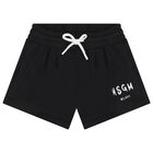 Girls Black Logo Shorts, 2, hi-res