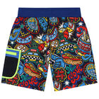 Boys Navy Blue Logo Shorts, 1, hi-res