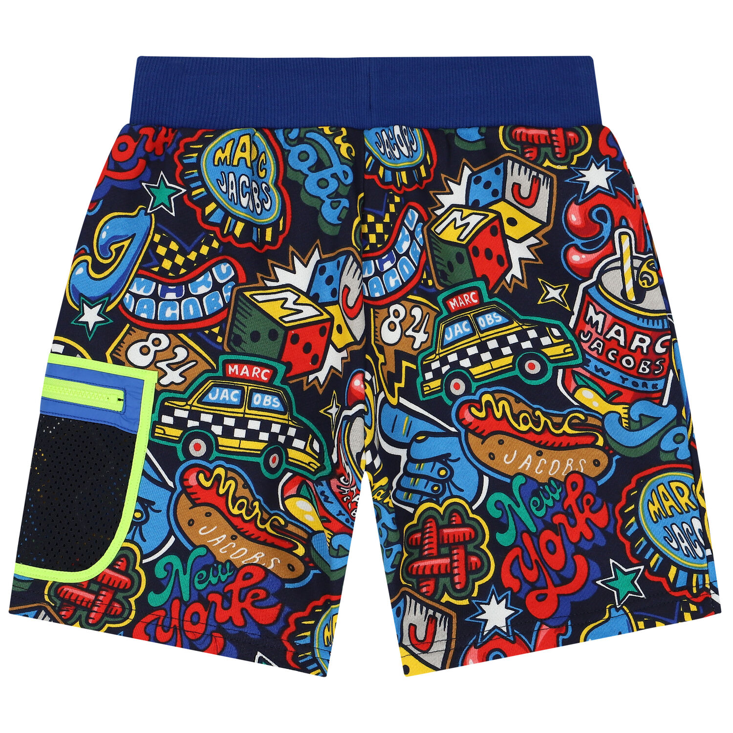 Boys Navy Blue Logo Shorts, 1, hi-res