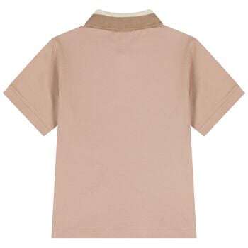 Boys Beige Logo Polo Shirt