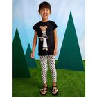 Girls Black & Beige Cotton Printed Leggings Set, 2, hi-res