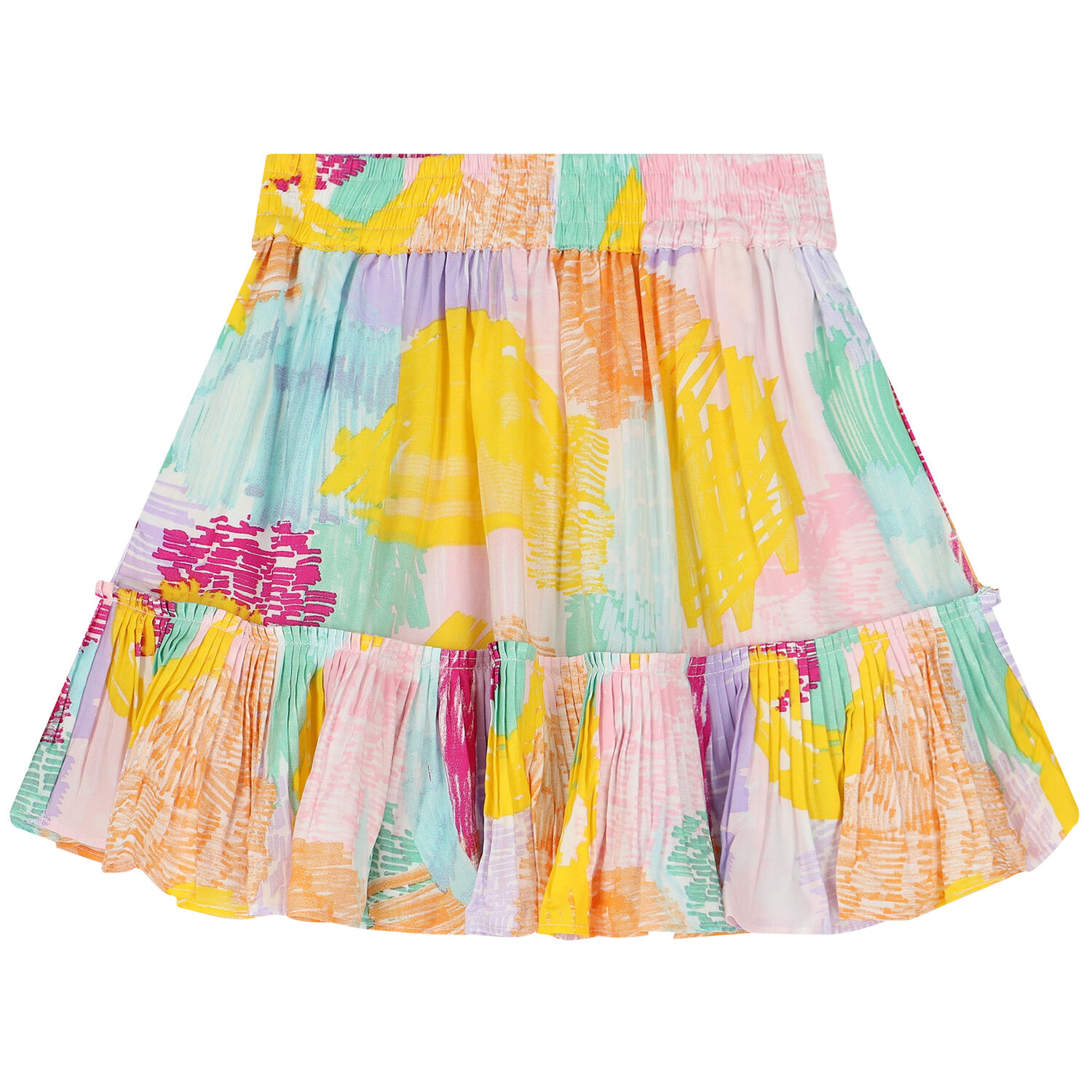 Girls Multi-Coloured Pleated Skirt, 1, hi-res
