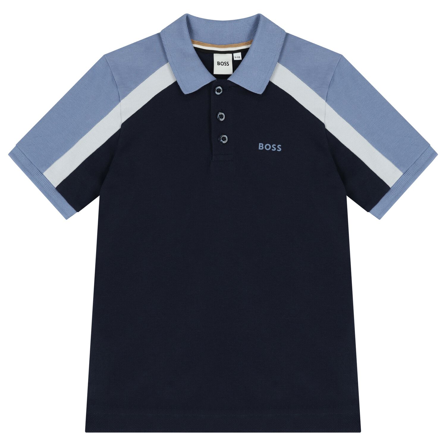 Boys Navy Blue Logo Polo Shirt, 1, hi-res