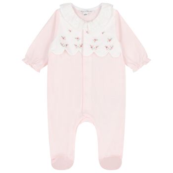 Girls Pale Pink Floral Babygrow