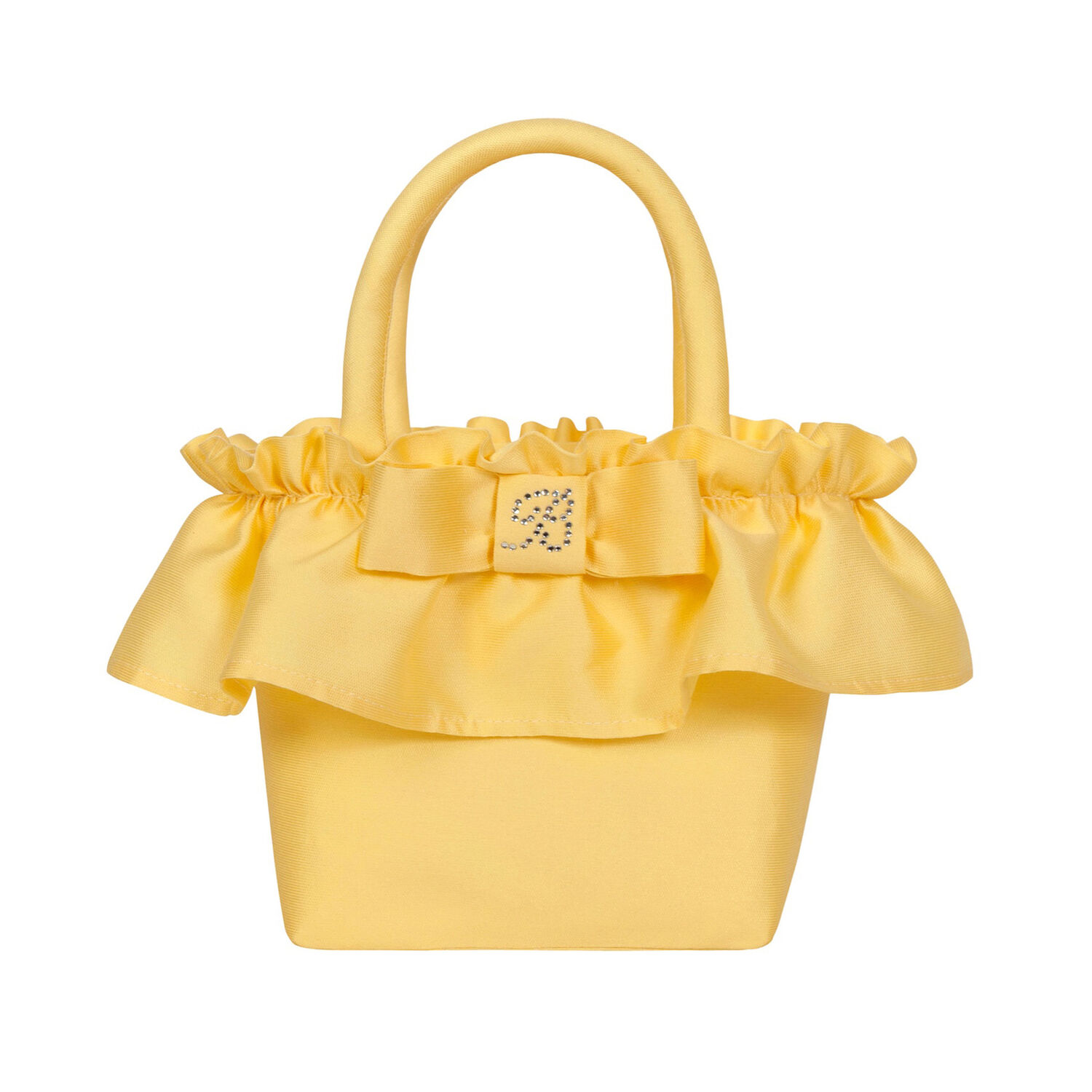 Girls Yellow Embellished Ruffle Handbag, 1, hi-res