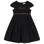Girls Black Logo Dress, 1, hi-res
