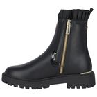 Girls Black Faux Leather Boots, 1, hi-res