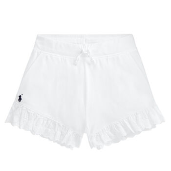 Girls White Logo Shorts