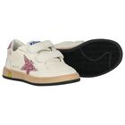 Girls Ivory & Pink Logo Trainers, 1, hi-res
