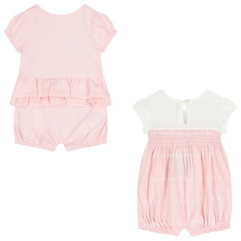 Baby Girls Pink Rompers ( 2-Pack )