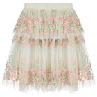 Girls White, Green & Pink Tulle Skirt, 1, hi-res
