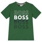 Boys Green Logo T-Shirt, 3, hi-res