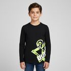 Boys Black Logo Long Sleeve Top, 1, hi-res