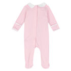 Baby Girls Pink & White Smocked Babygrow, 1, hi-res