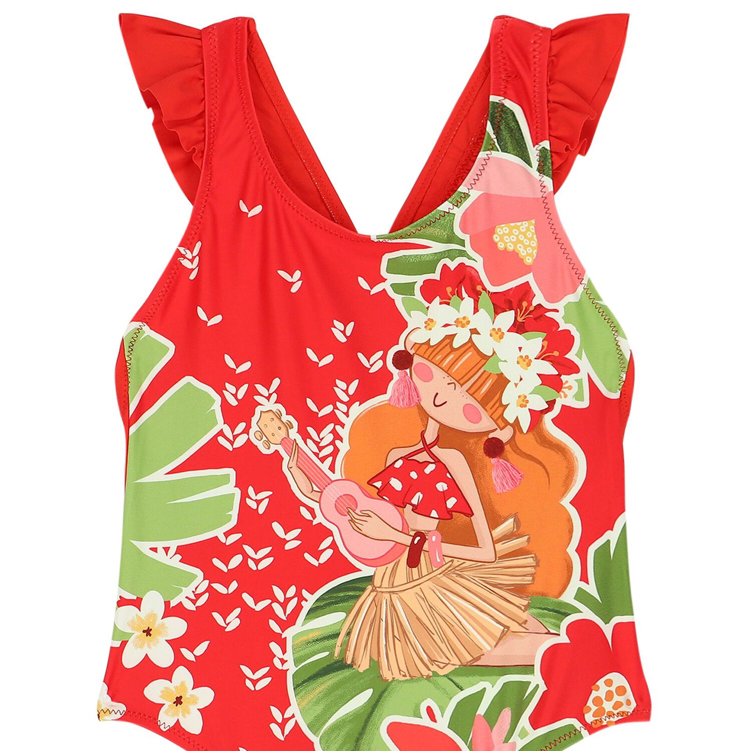 Girls Red Swimsuit, 1, hi-res