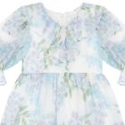Girls Blue Floral Chiffon Dress, 1, hi-res