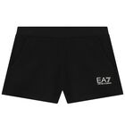 Girls Black Logo Shorts, 1, hi-res