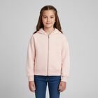 Girls Pink Logo Hooded Zip Up Top, 1, hi-res