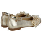 Girls Gold Floral Ballerina Shoes, 1, hi-res