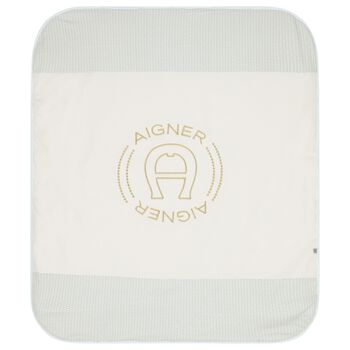 Baby Boys Ivory & Blue Blanket