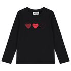 Girls Black Logo Long Sleeve Top, 2, hi-res
