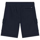 Boys White & Navy Blue Shorts Set, 1, hi-res
