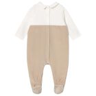 Baby Boys White & Beige Romper, 1, hi-res